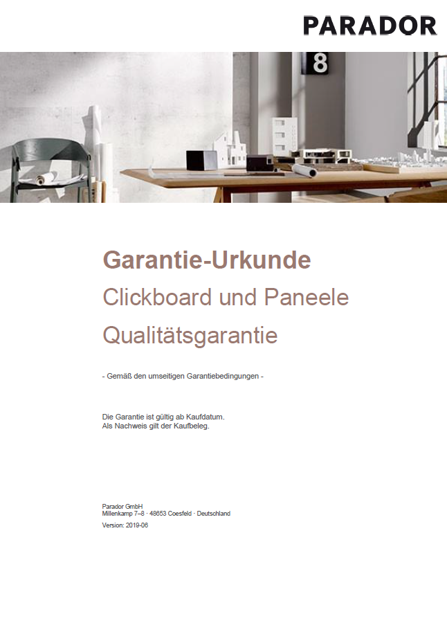 Parador_Garantie-Urkunde_ClickBoard_und_Paneele